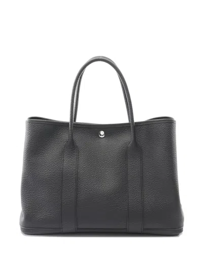 Pre-owned Hermes 2015 Garden Party Pm Leather Tote Bag In Black