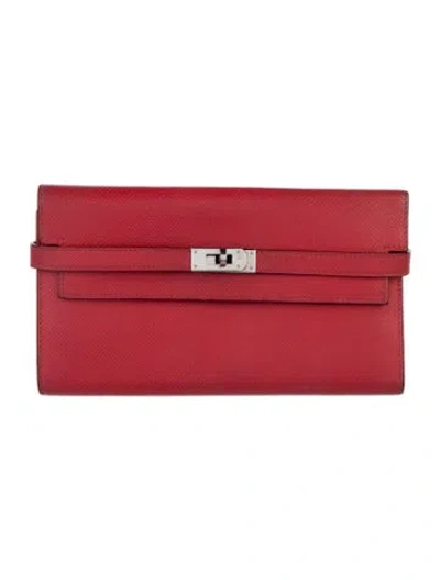 Pre-owned Hermes 2015 Kelly Longue Wallet In Pink