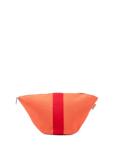 Pre-owned Hermes 2015 Mini Toile Palmyre Pouch In Orange