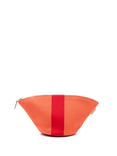 Pre-owned Hermes 2015 Mini Toile Palmyre Pouch In Orange