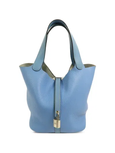 Pre-owned Hermes 2015 Mm Picotin Tote Bag In Blue