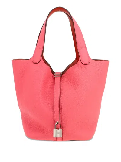 Pre-owned Hermes 2015 Picotin 22 Leather Shoulder Bag In Pink