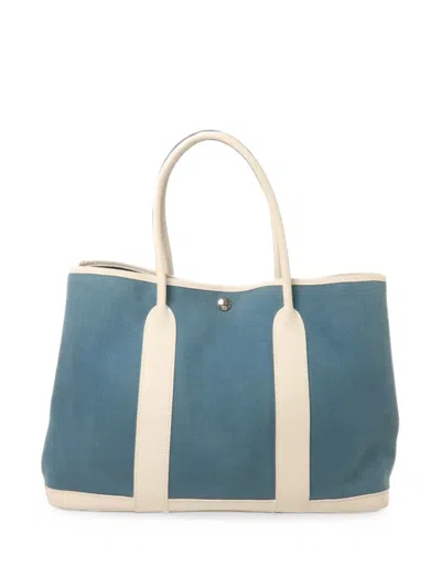 Pre-owned Hermes 2015 Pm Garden Party Tote Bag In Blue
