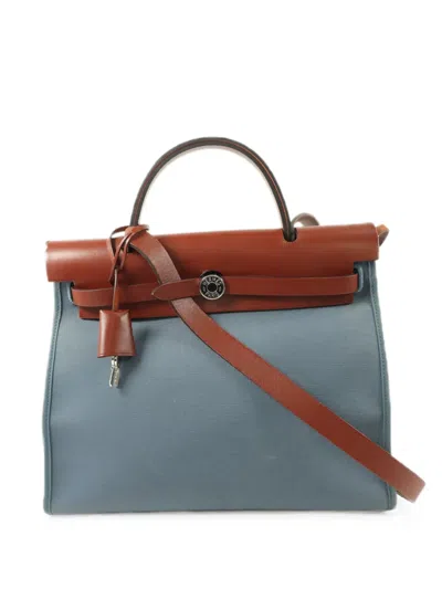 Pre-owned Hermes 2015 Pm Herbag Tote Bag In Blue