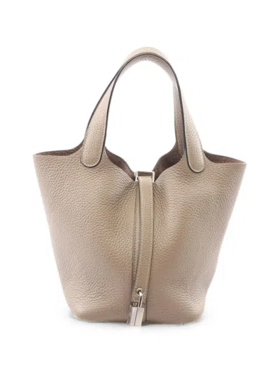 Pre-owned Hermes 2015 Pm Picotan Lock Tote Bag In Neutrals