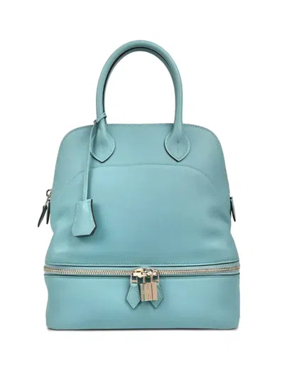Pre-owned Hermes 2015 Swift Bolide Secret Tote Bag In Blue