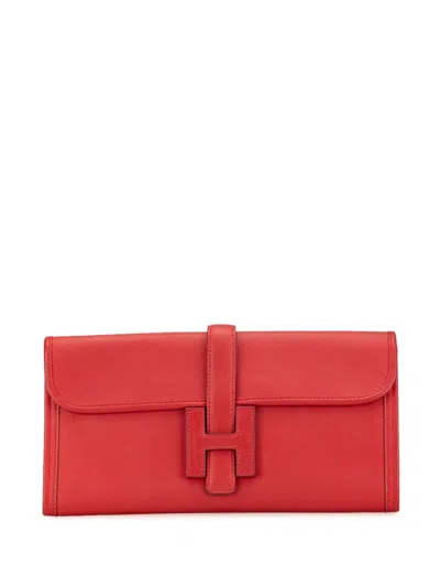 Pre-owned Hermes 2015 Swift Jige Elan 29 Clutch Bag In Red