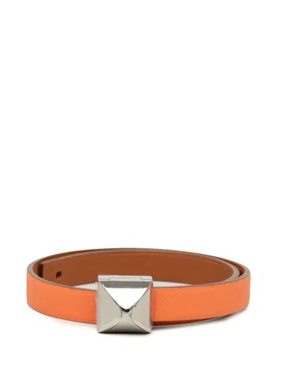 Pre-owned Hermes 2015 Swift Medor Infini Double Tour Bracelet T2 Costume Bracelet In Orange