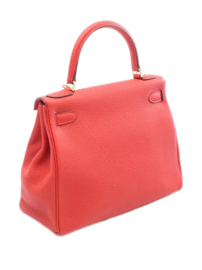 Pre-owned Hermes 2015 Togo Kelly Ii Retourne 28 Satchel In Red