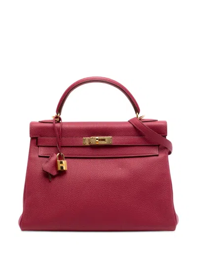 Pre-owned Hermes 2015 Togo Kelly Ii Retourne 32 Satchel In Red