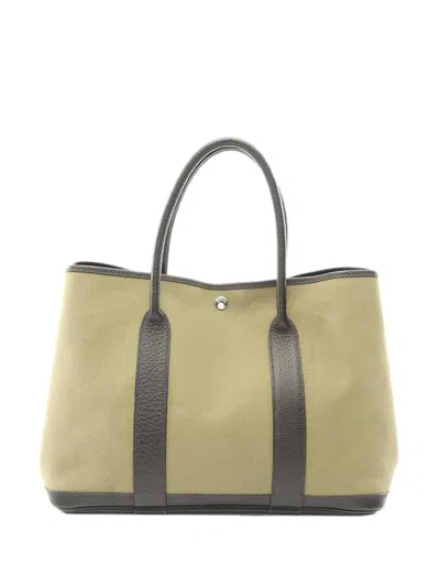 Pre-owned Hermes 2015 Toile And Negonda Garden Party 36 Tote Bag In Brown