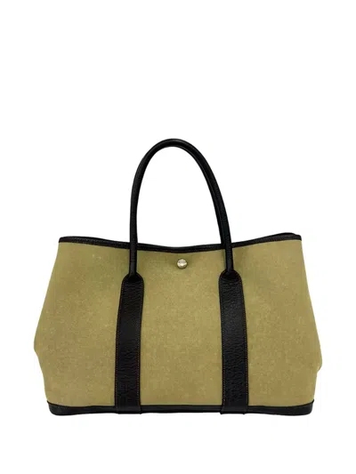 Pre-owned Hermes 2015 Toile And Negonda Garden Party 36 Tote Bag In Brown