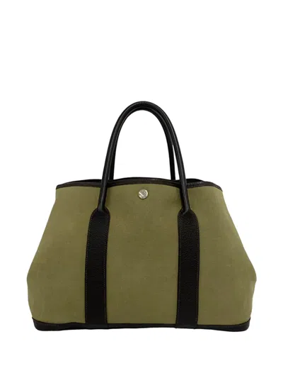 Pre-owned Hermes 2015 Toile And Negonda Garden Party 36 Tote Bag In Brown