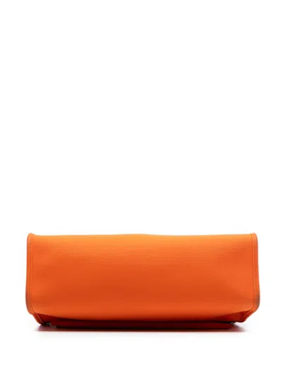 Pre-owned Hermes 2015 Toile Herbag Zip 31 Satchel In Orange