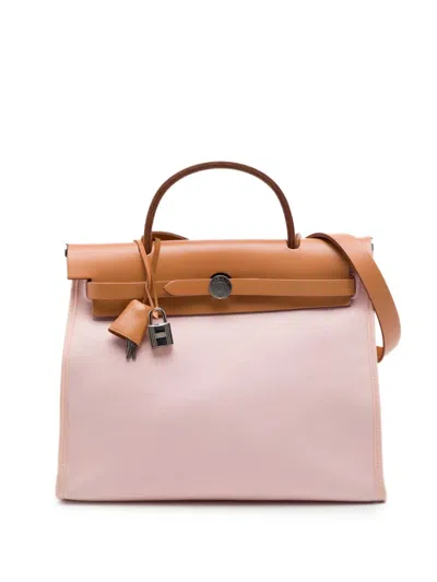 Pre-owned Hermes 2015 Toile Herbag Zip 31 Satchel In Pink