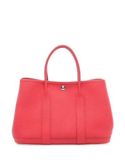 Pre-owned Hermes 2015 Tpm Garden Party Tote Bag In Red