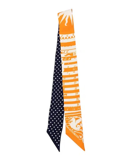 Pre-owned Hermes 2015-2020 Astrologie A Pois Twilly Scarf Scarves In Orange