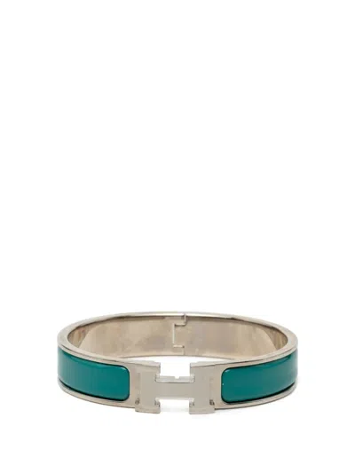 Pre-owned Hermes 2015-2024 Narrow Enamel Clic H Bracelet Pm Costume Bracelet In Blue