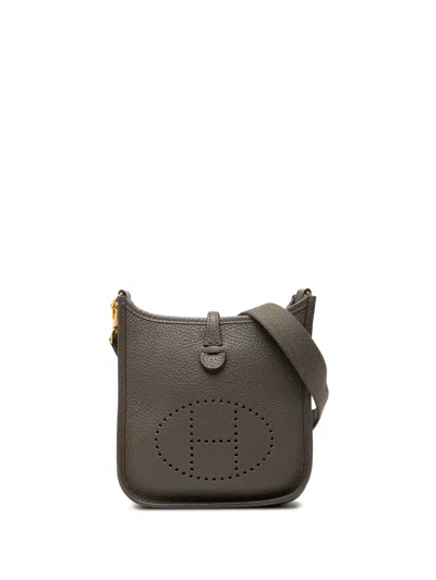 Pre-owned Hermes 2015-2025 Clemence Evelyne Amazone Tpm Crossbody Bag In Grey