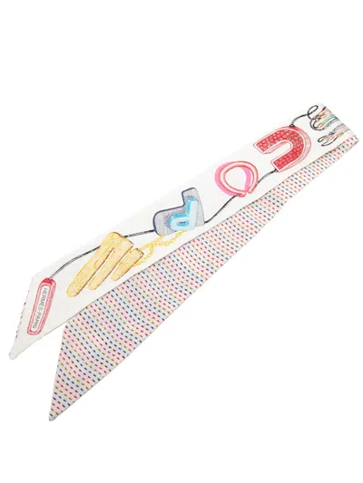 Pre-owned Hermes 2015-2026 Chevaloscope Pointille Silk Twilly Scarf Scarves In Multi