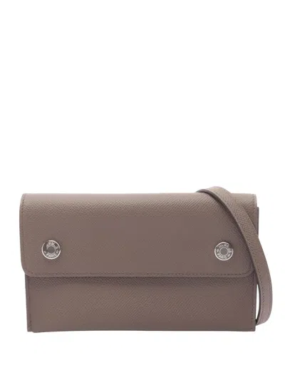 Pre-owned Hermes 2015-2026 Epsom Nap Wallet Crossbody Bag In Brown