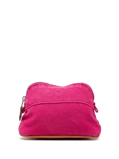 Pre-owned Hermes 2015-2026 Mini Canvas Bolide Pouch In Pink