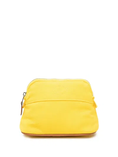 Pre-owned Hermes 2015-2026 Mini Mini Canvas Bolide Case Pouch In Yellow