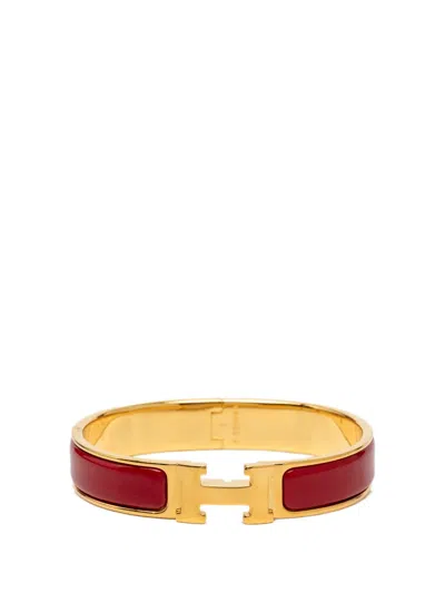 Pre-owned Hermes 2015-2026 Narrow Enamel Clic H Bracelet Pm Costume Bracelet In Red
