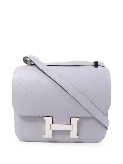 Pre-owned Hermes 2016 24 Constance Leather Shoulder Bag In Gray