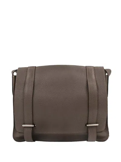 Pre-owned Hermes 2016 27 Etain Taurillon Clemence Steve Caporal Coss Body Bag In Brown