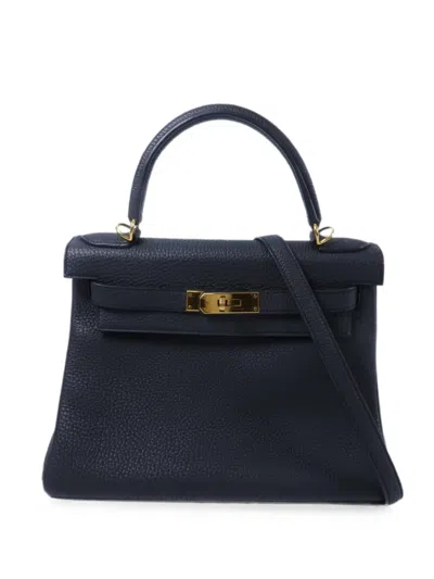 Pre-owned Hermes 2016 28 Kelly Tote Bag In Blue