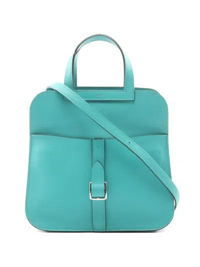 Pre-owned Hermes 2016 Arzan Leather Tote Bag In Blue