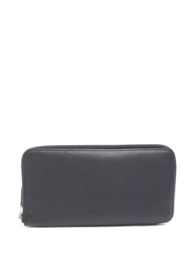 Pre-owned Hermes 2016 Azap Long Epsom-leather Wallet In Black