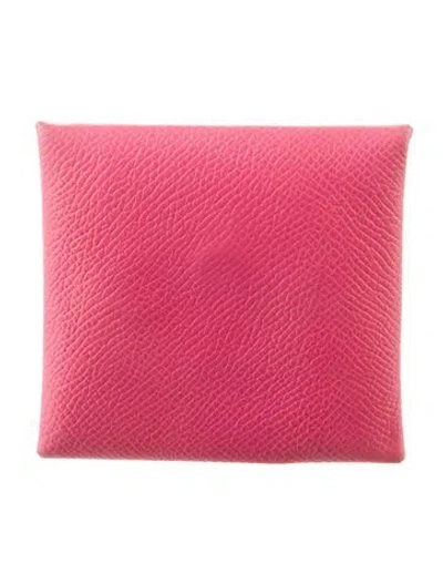 Pre-owned Hermes 2016 Bastia Coin Pouch In Pink