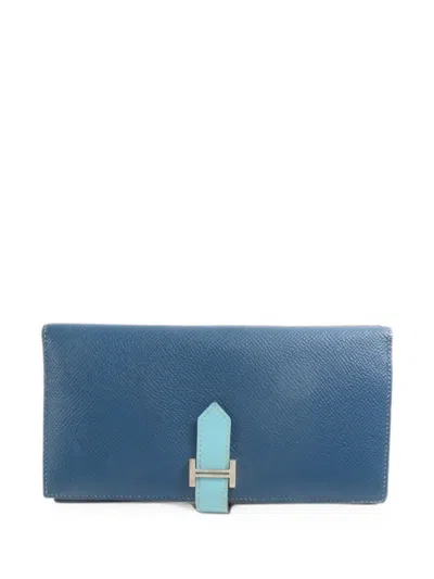 Pre-owned Hermes 2016 Bearn Epsom-leather Wallet In Blue