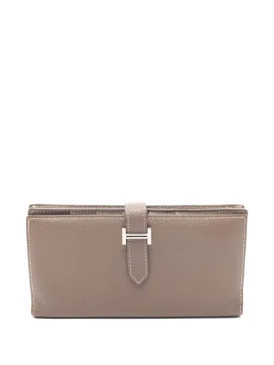 Pre-owned Hermes 2016 Béarn Soufflé Bi-fold Wallet In Brown