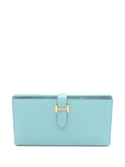 Pre-owned Hermes 2016 Bifold Wallet In Blue