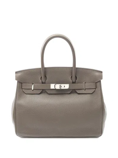 Pre-owned Hermes 2016 Birkin 30 Leather Handbag In Gray