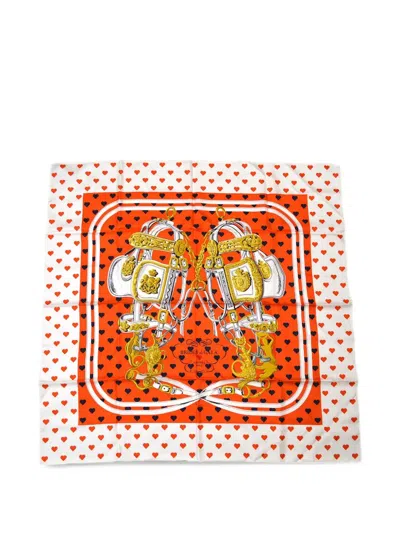 Pre-owned Hermes 2016 Brides De Gala Love Scarf In Red