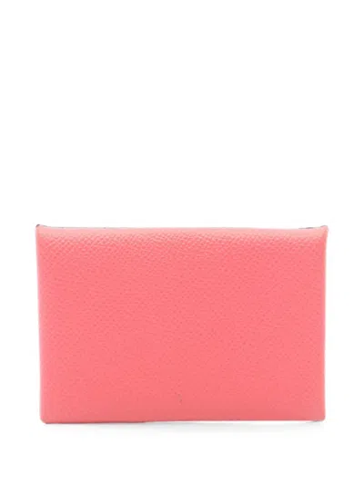 Pre-owned Hermes 2016 Calvi Coin Purse In Pink