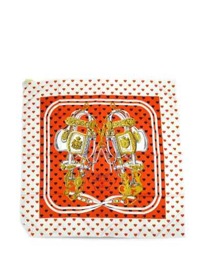 Pre-owned Hermes 2016 Carre Brides De Gala Love Scarf In Red