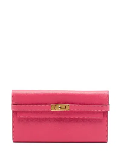 Pre-owned Hermes 2016 Chevre Mysore Kelly Longue Wallet Long Wallets In Pink