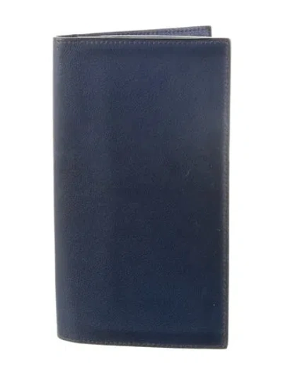 Pre-owned Hermes 2016 Citizen Twill Long Wallet In Blue