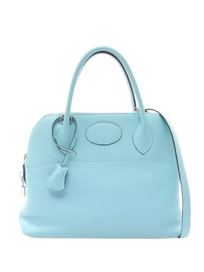 Pre-owned Hermes 2016 Clemence Bolide 31 Satchel In Blue