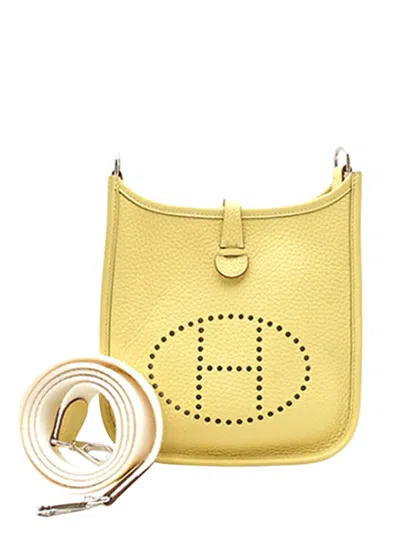Pre-owned Hermes 2016 Clemence Evelyne Tpm Crossbody Bag In Yellow
