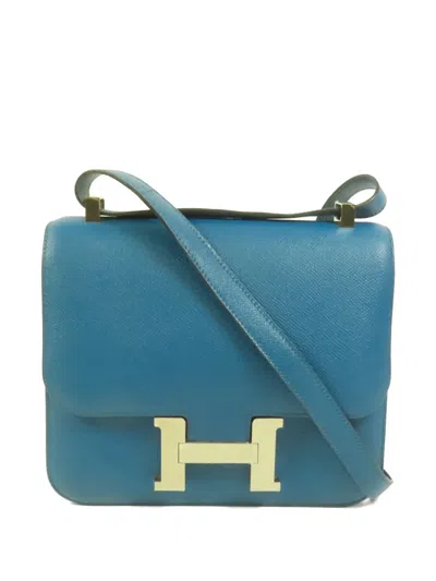 Pre-owned Hermes 2016 Constance 24 Epsom Shoulder Bag In Blue