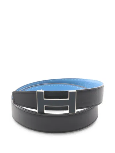 Pre-owned Hermes 2016 Constance H Reversible Belt In Blue