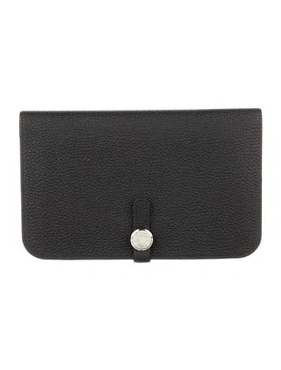 Pre-owned Hermes 2016 Dogon Duo Wallet In Black