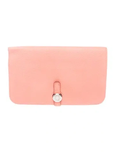 Pre-owned Hermes 2016 Dogon Duo Wallet In Pink