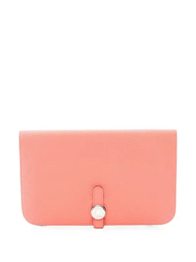 Pre-owned Hermes 2016 Dogon Gm Bi-fold Wallet In Pink